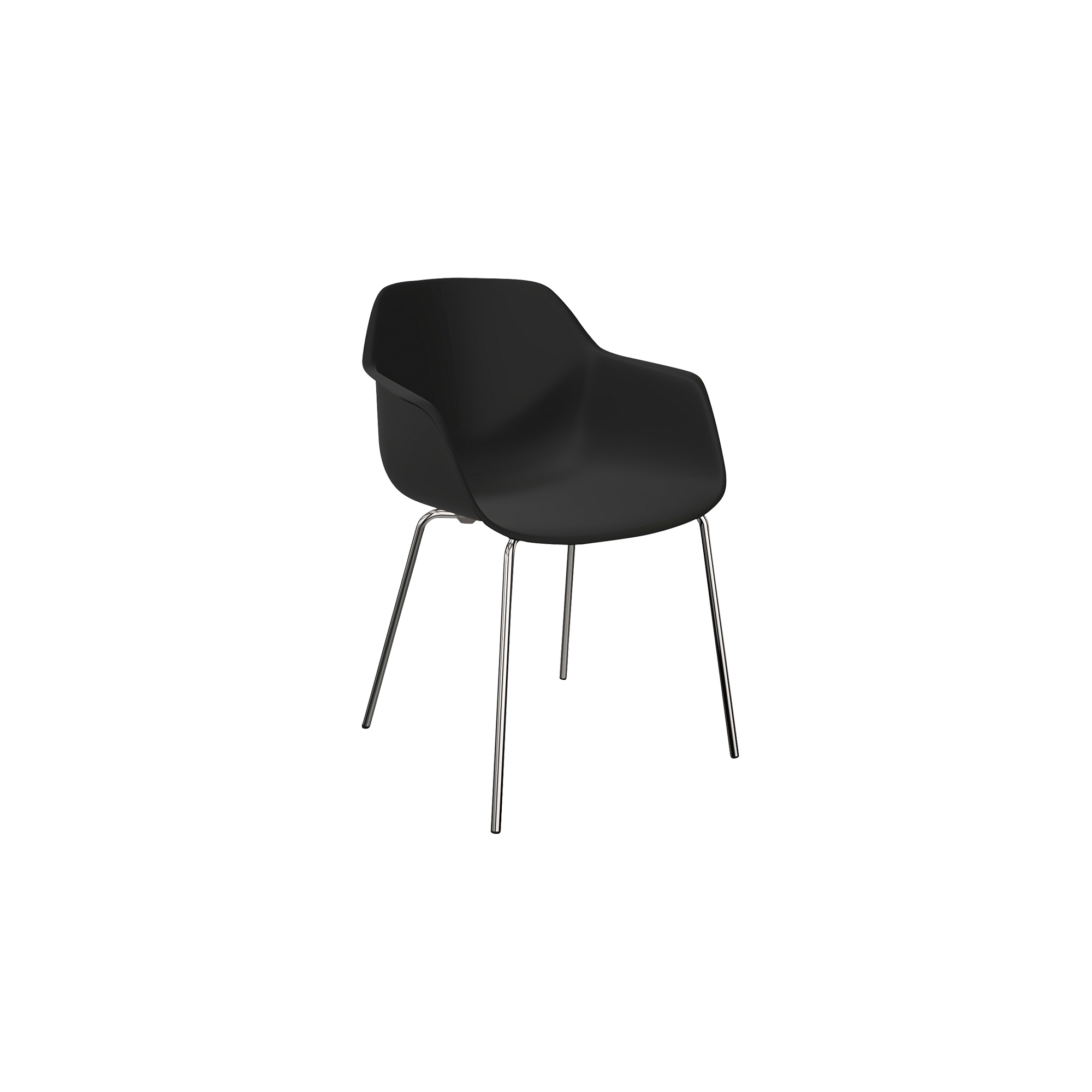 black chair with four metal legs