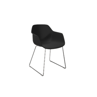 black chair with two metal legs