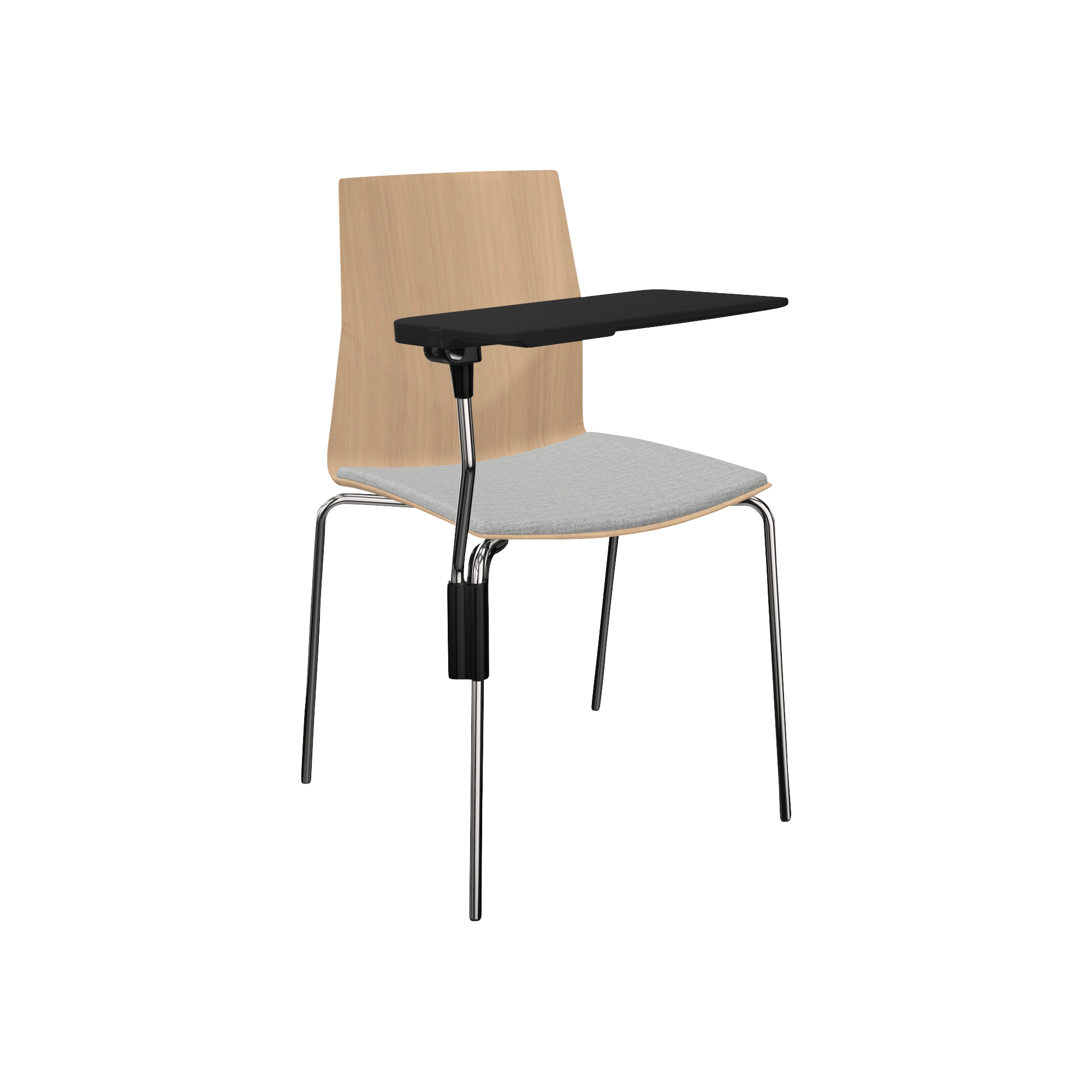 wooden designer office chair with metal legs with tray