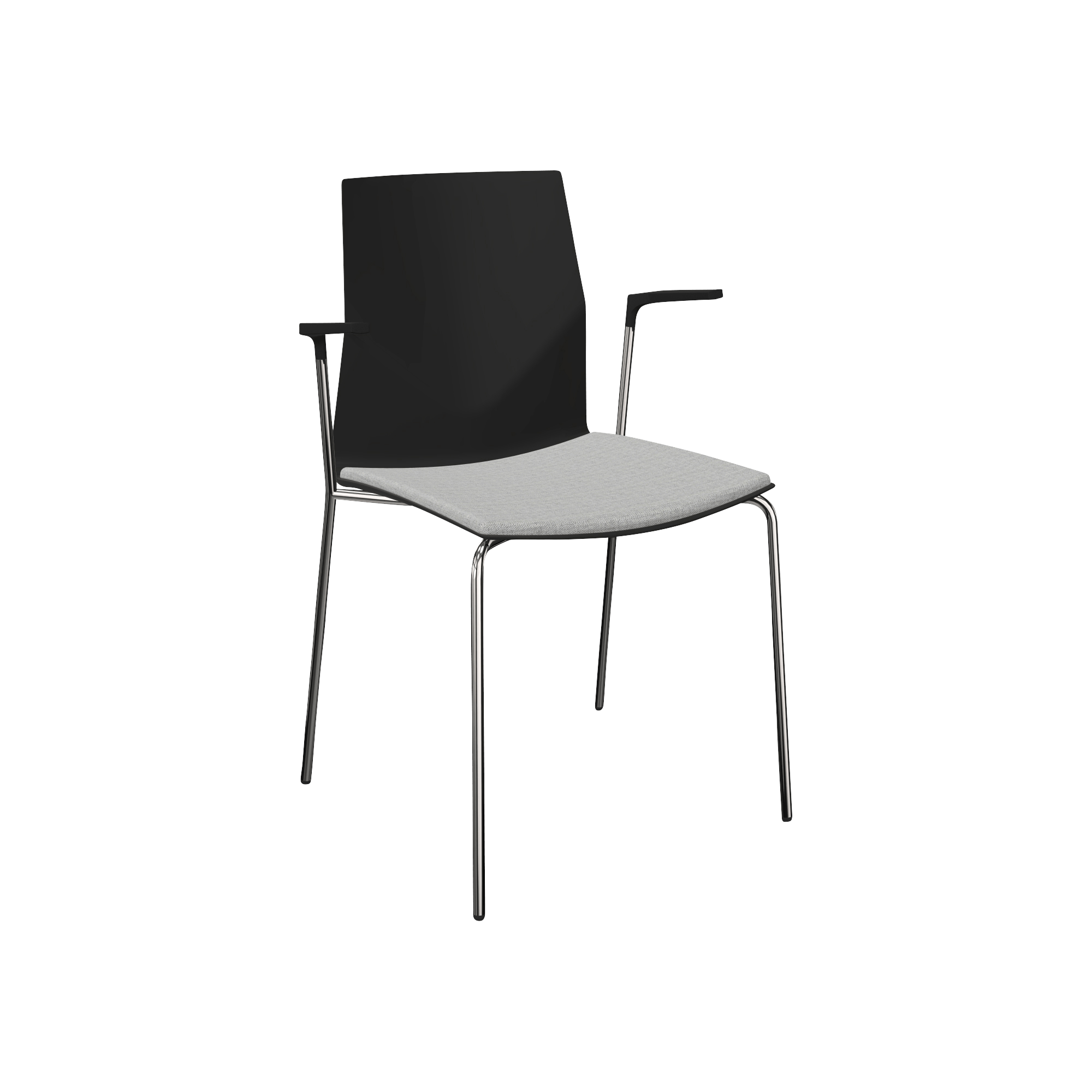 black designer office chair with metal legs