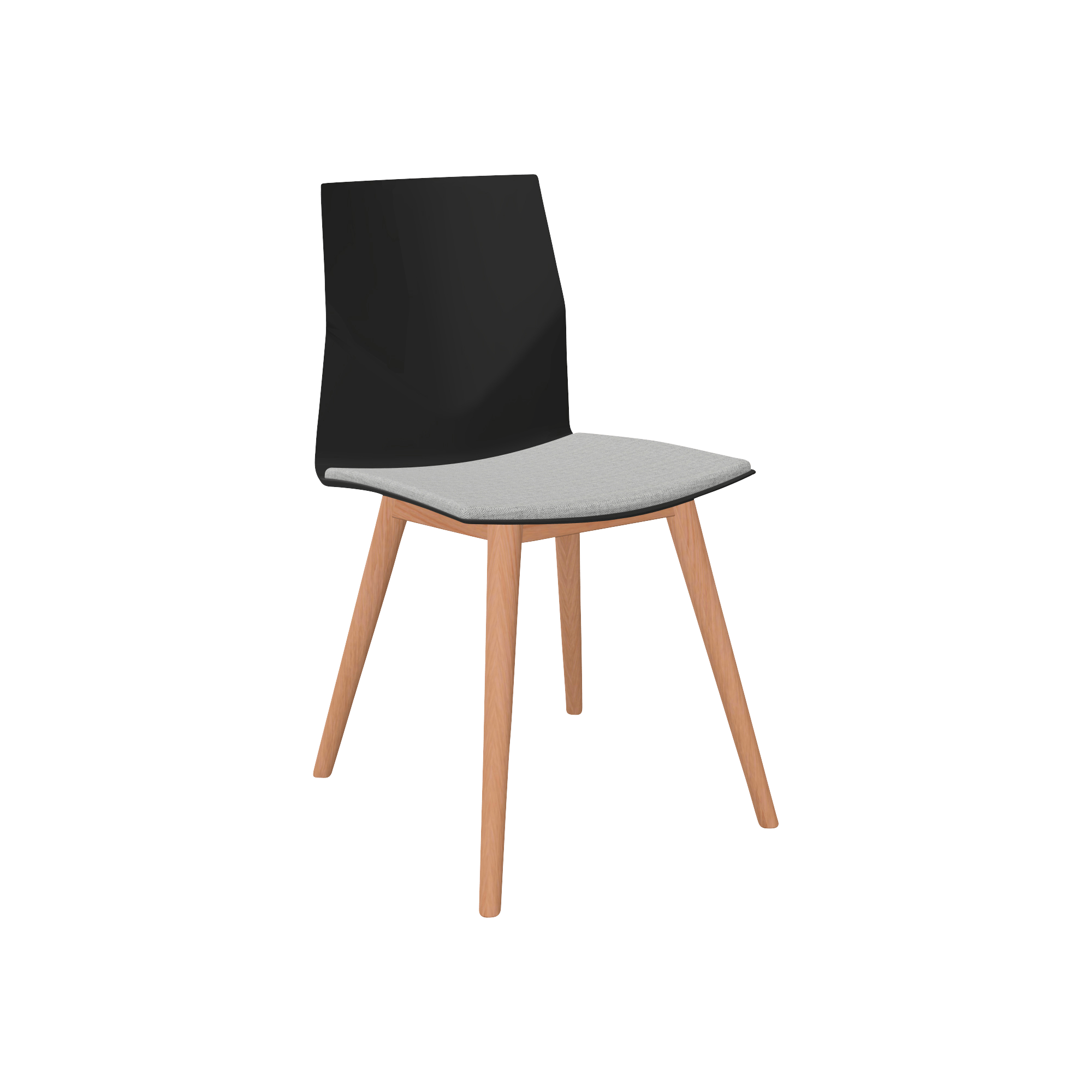 black designer office chair with wooden legs