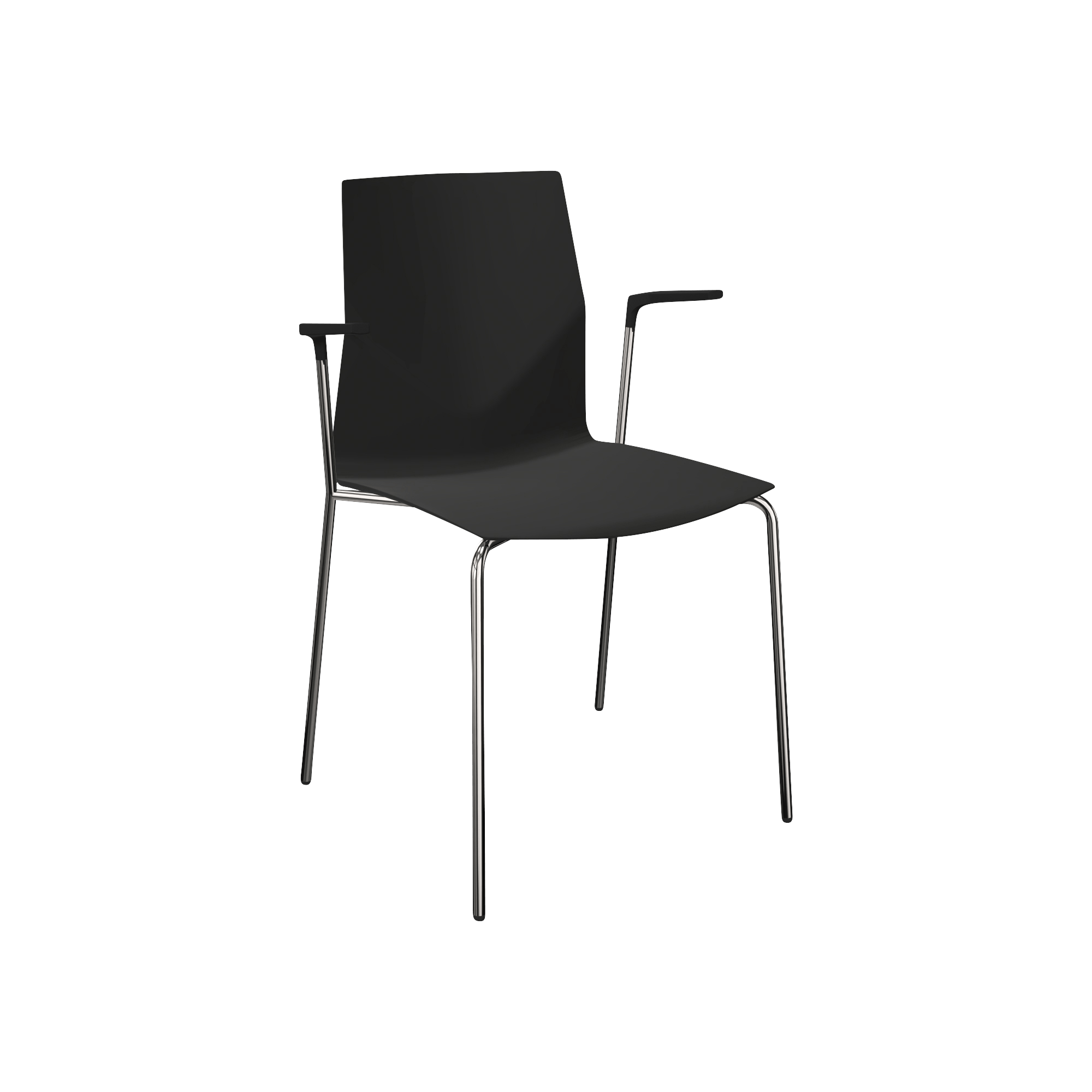black designer office chair with metal legs