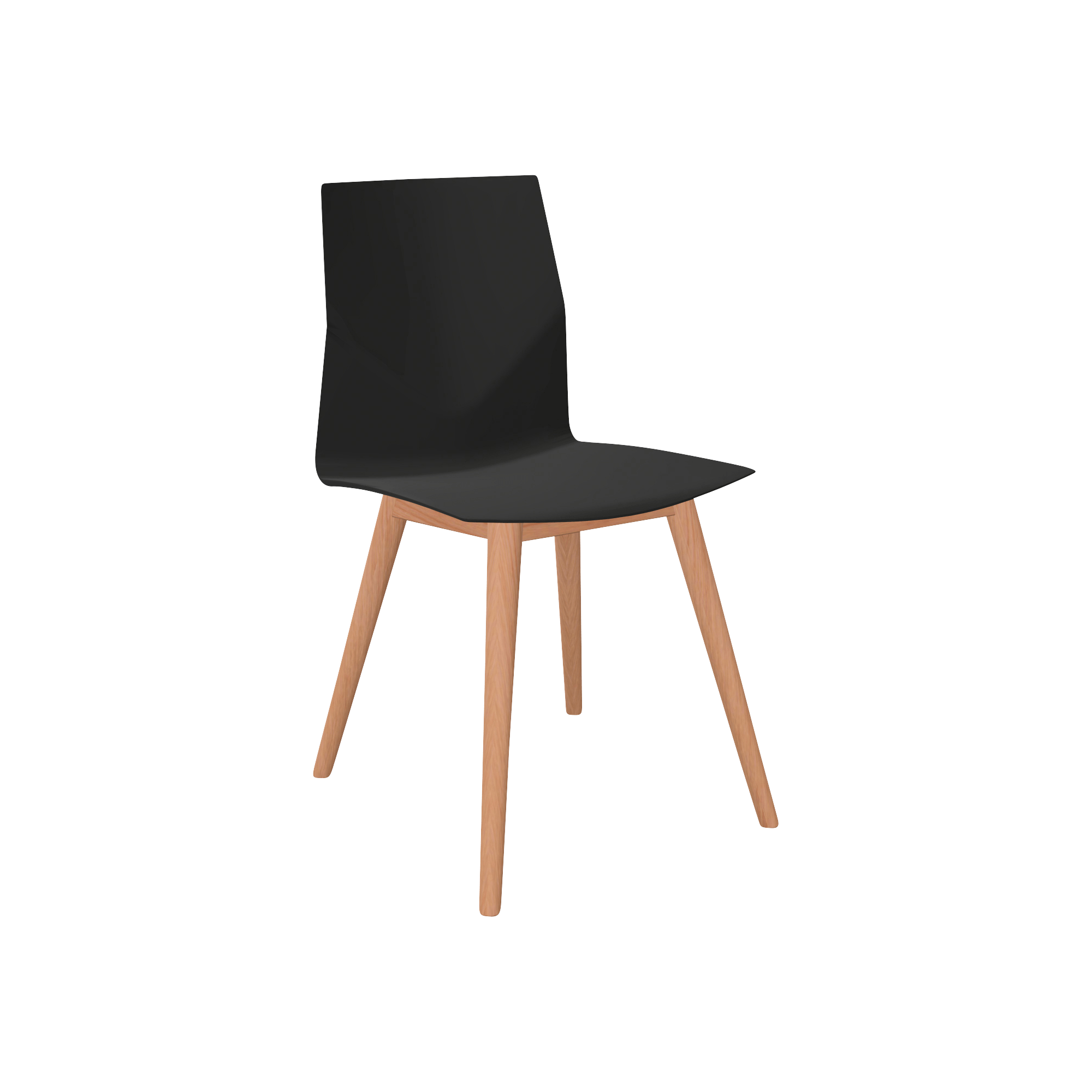 black designer office chair with wooden legs