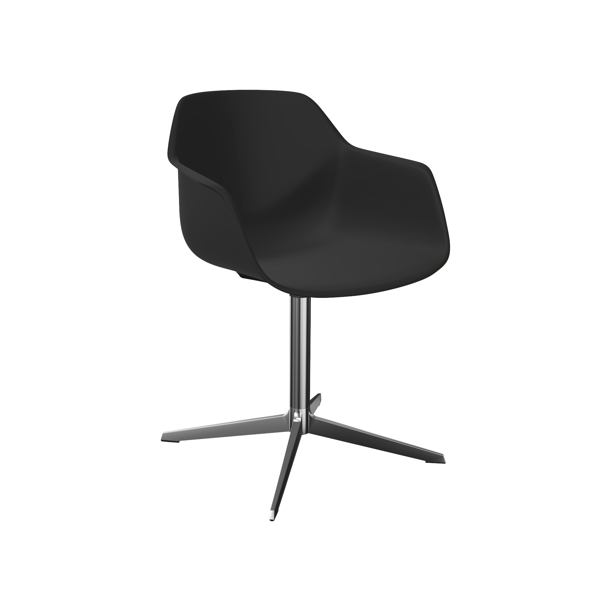 black designer desk chair with metal leg