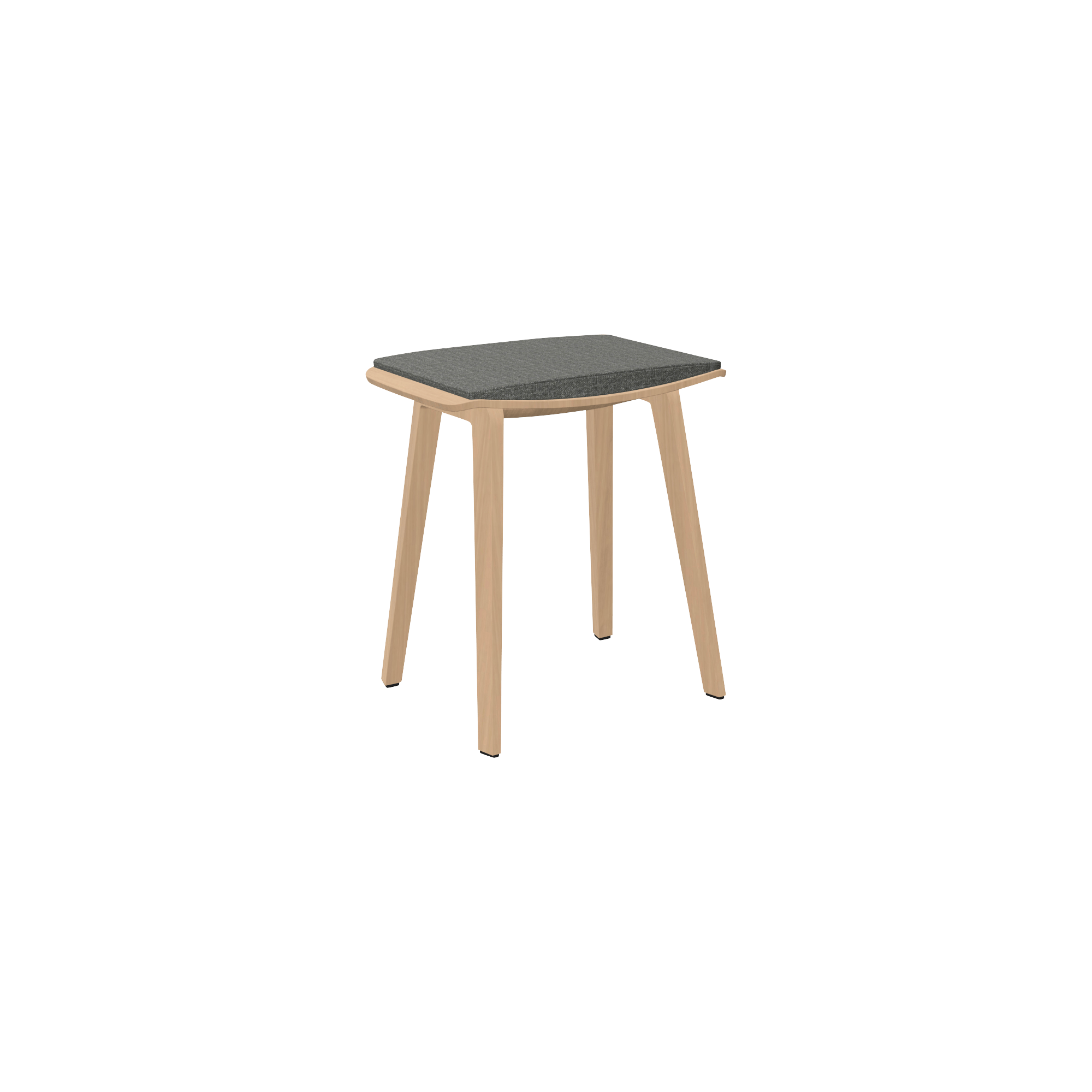 grey office stool with wooden legs