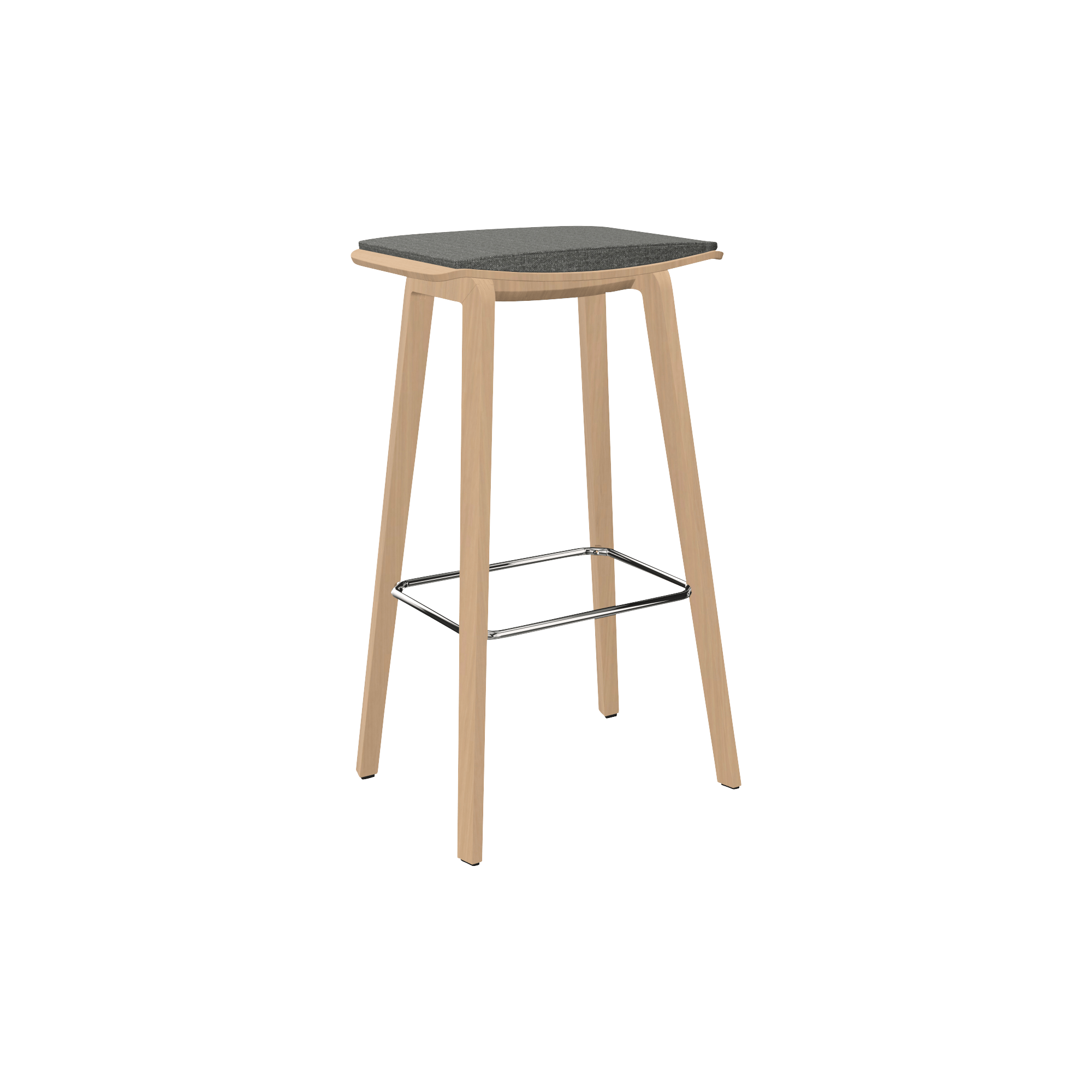 grey office stool with wooden legs