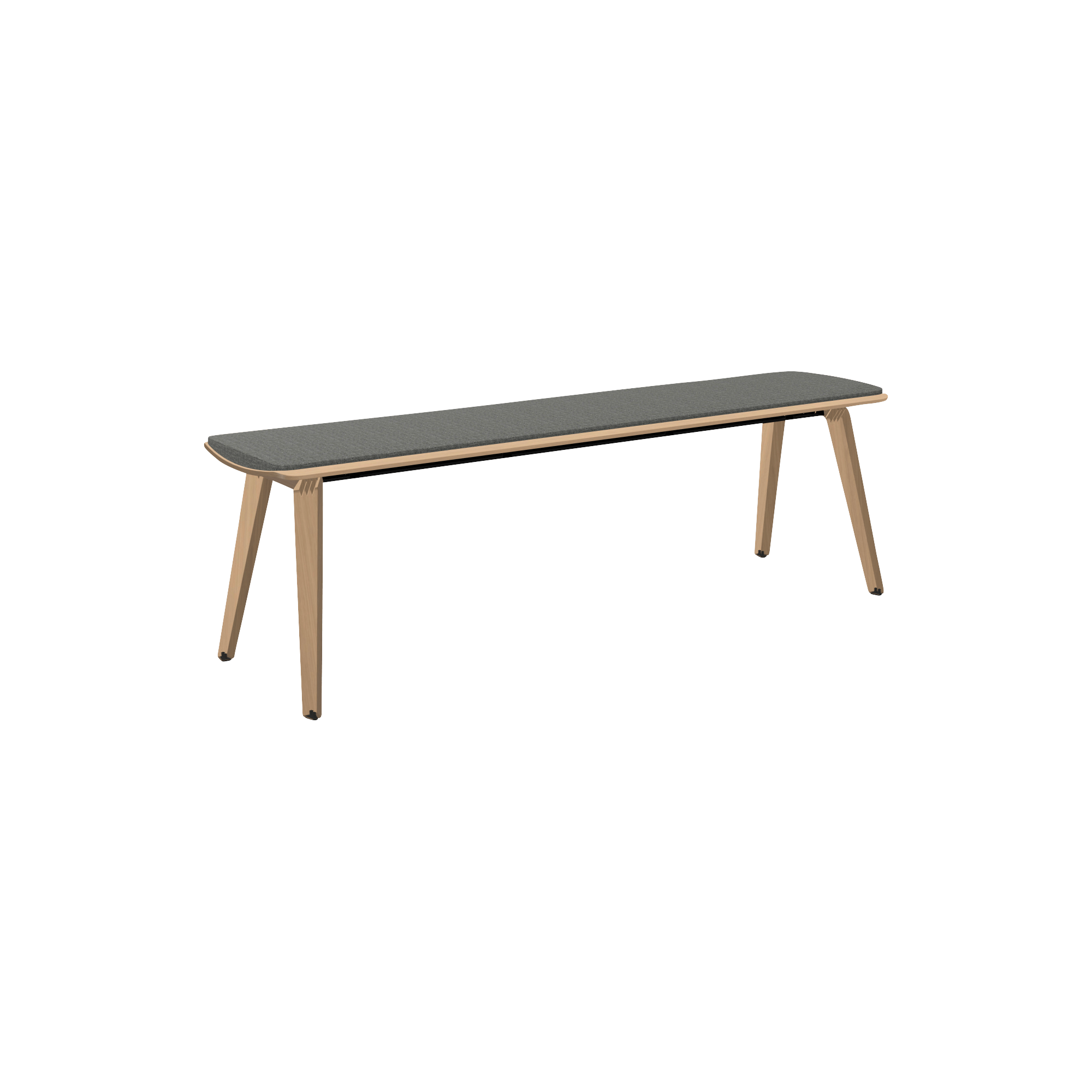 grey bench with wooden legs