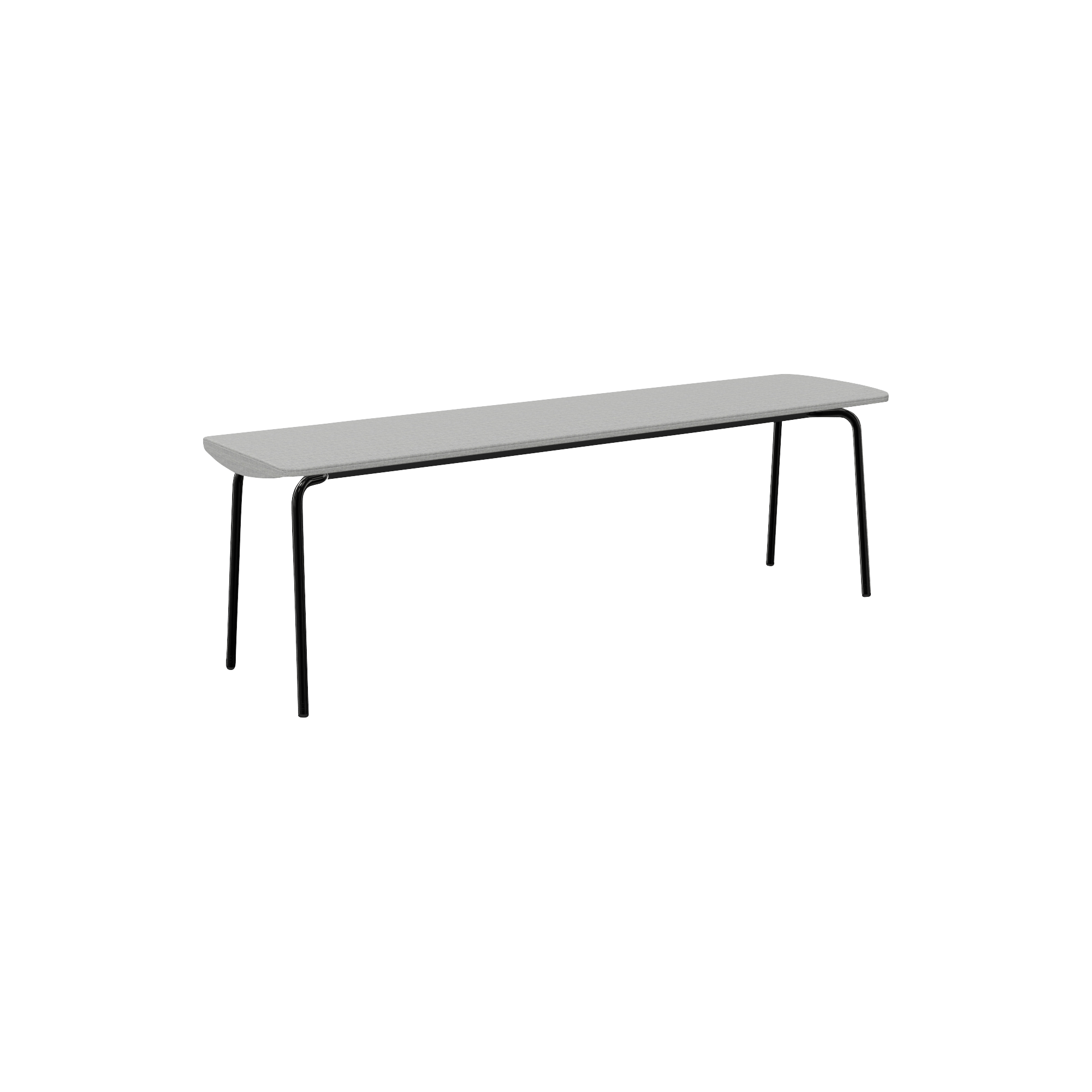 Grey bench with black metal legs