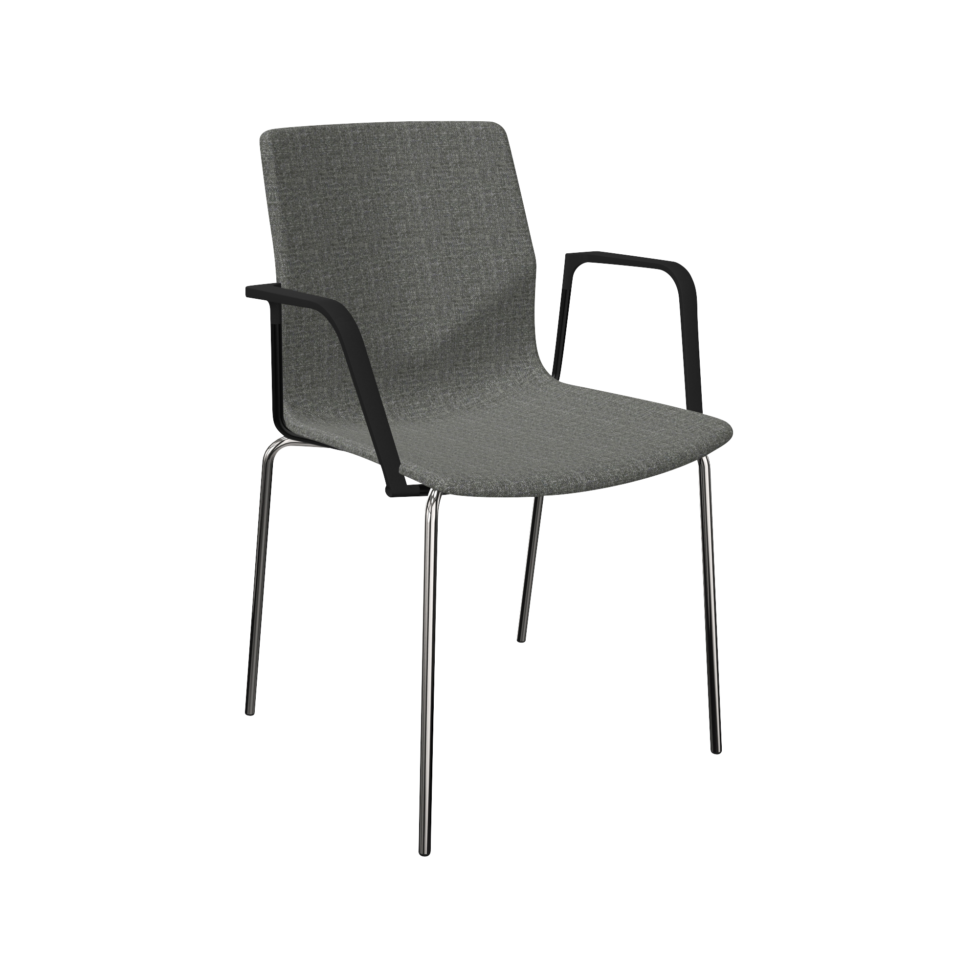 A grey designer desk chair with metal legs