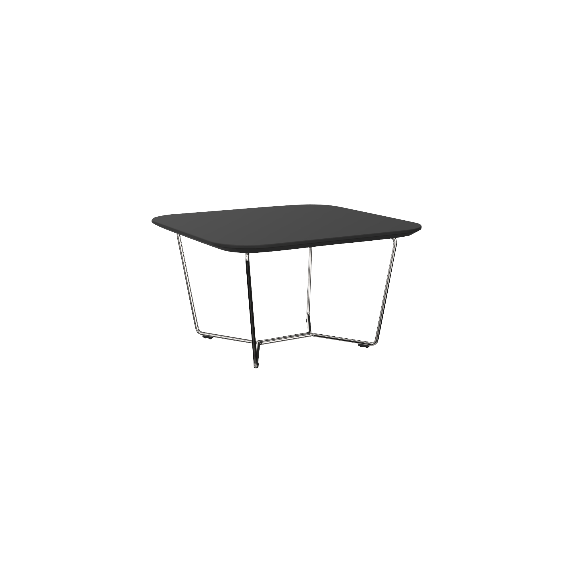 A black square table