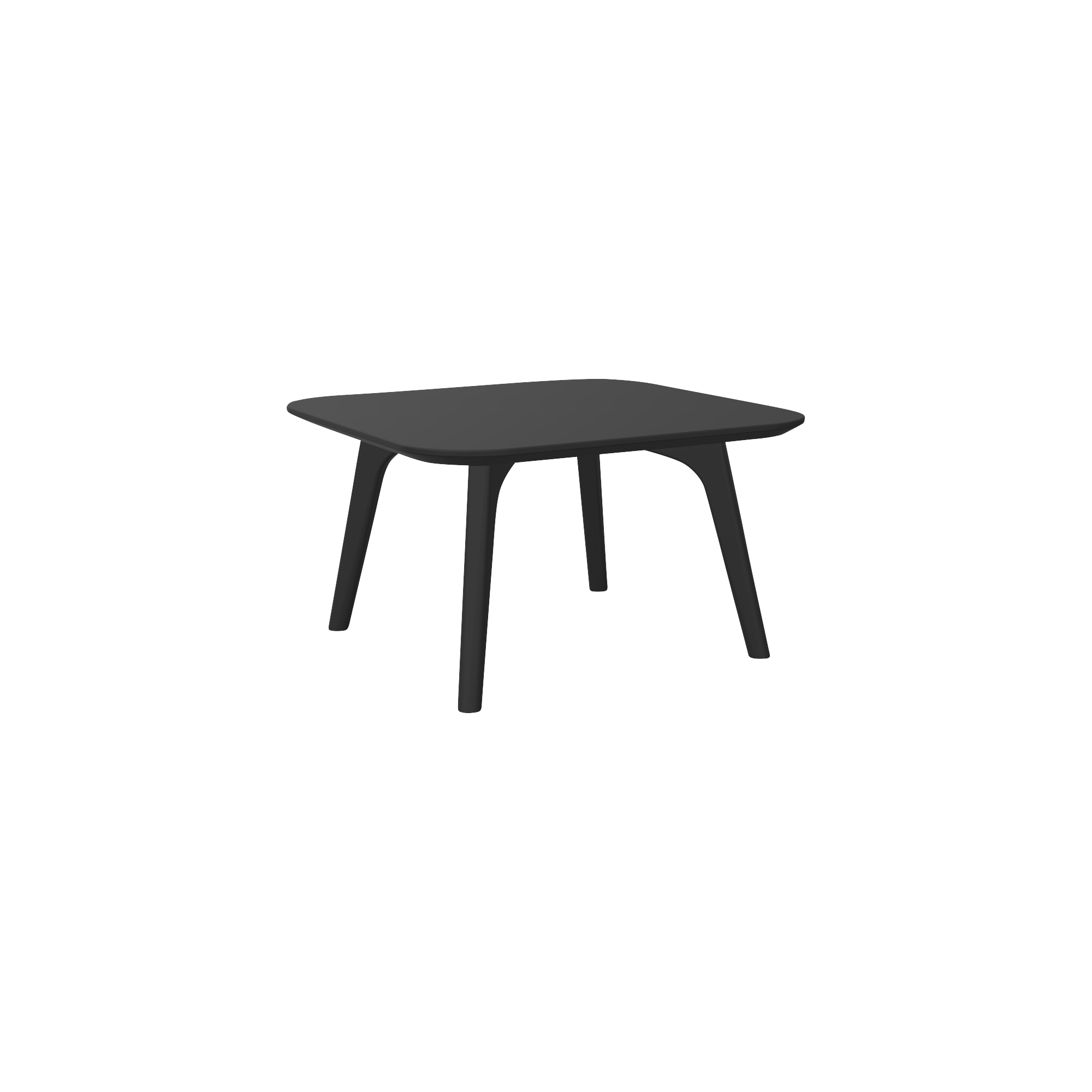 A black square table