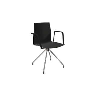 black pedestal chair with black arm rests