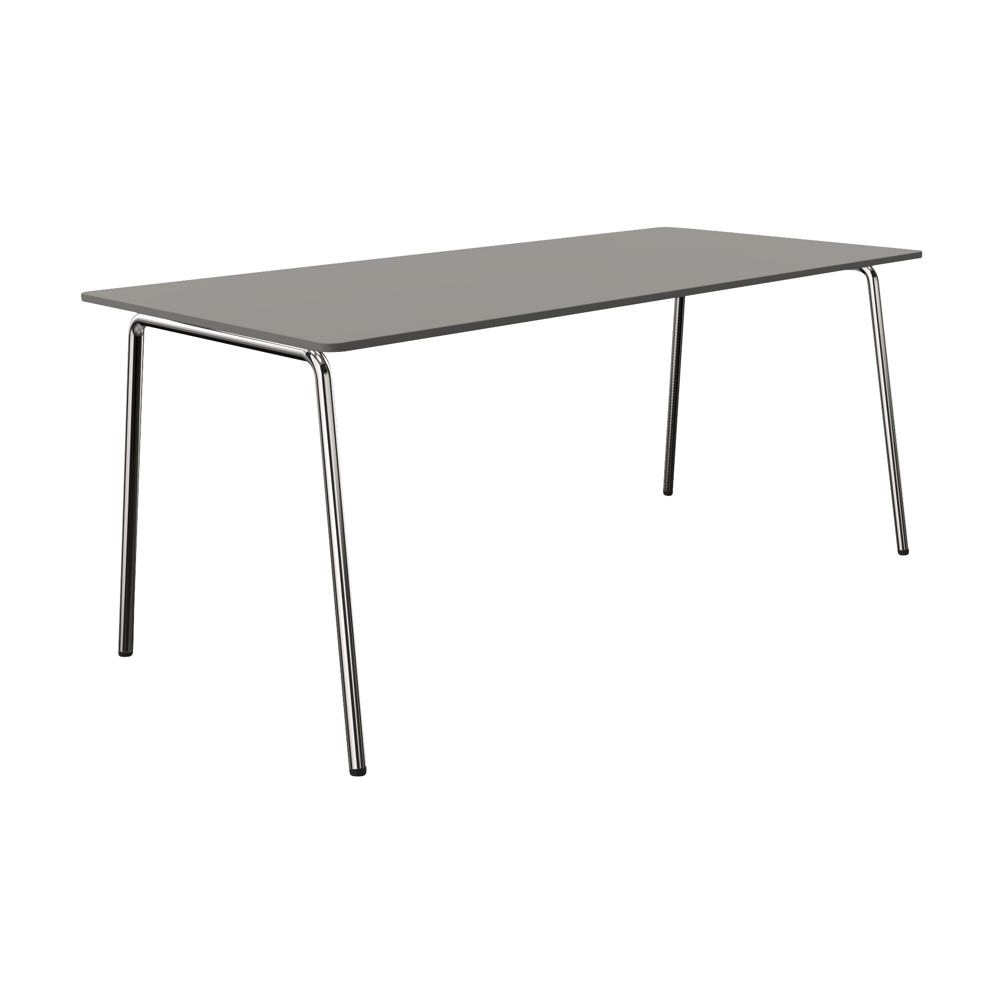 A grey table with a metal frame
