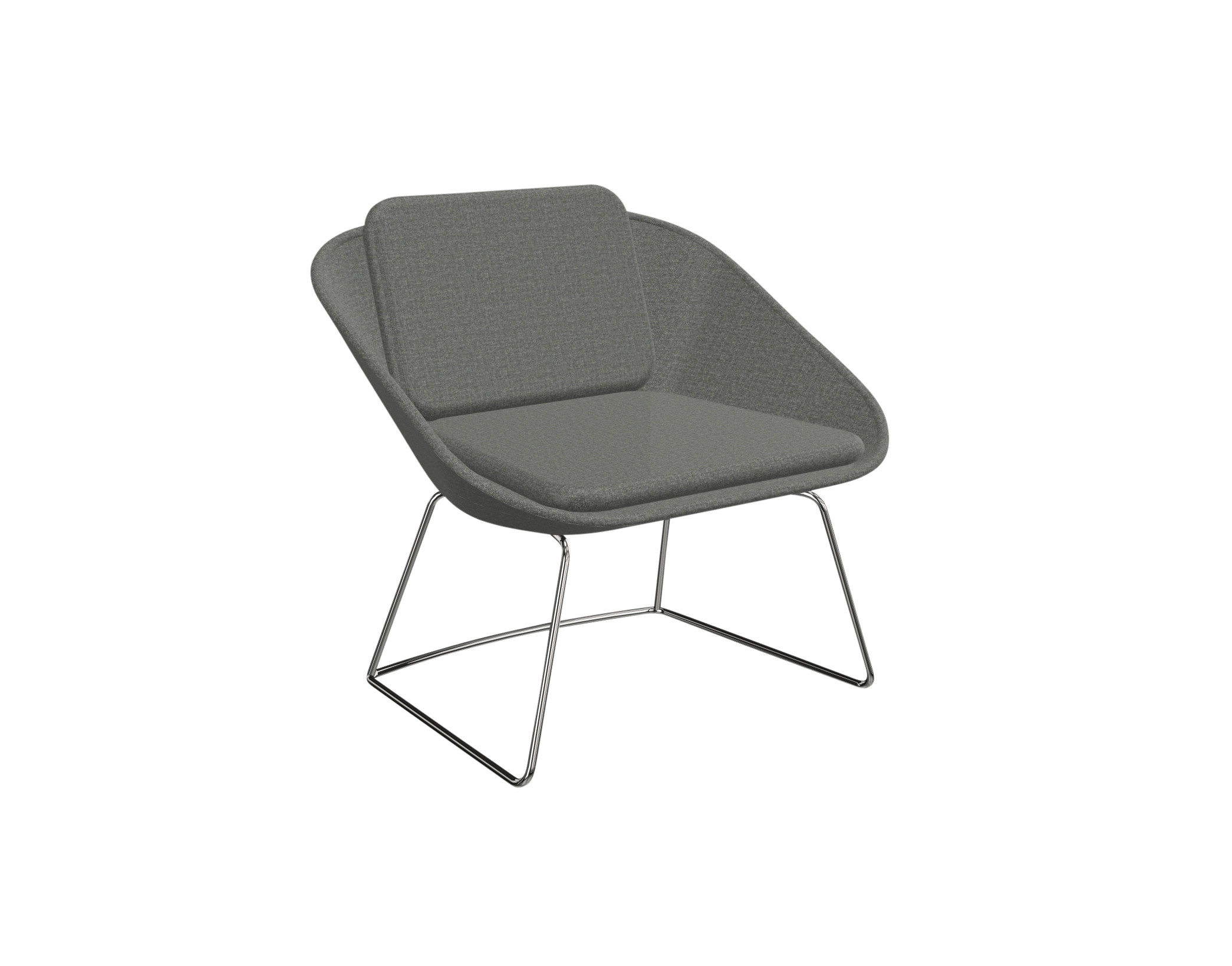 A grey lounge chair with a metal frame.