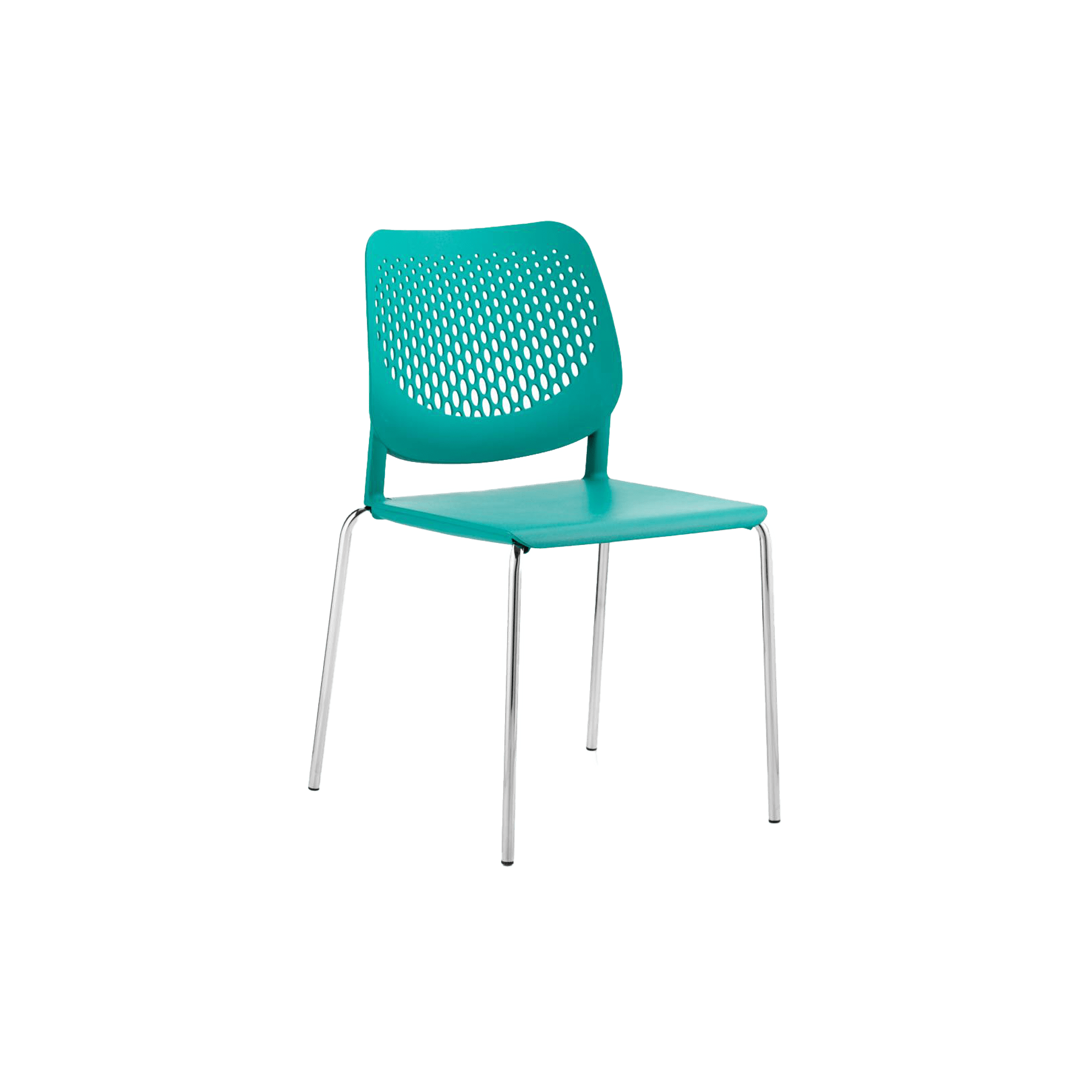 A teal plastic chair
