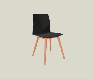 black office chair with four wooden legs