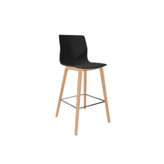black counter chair with four wooden legs