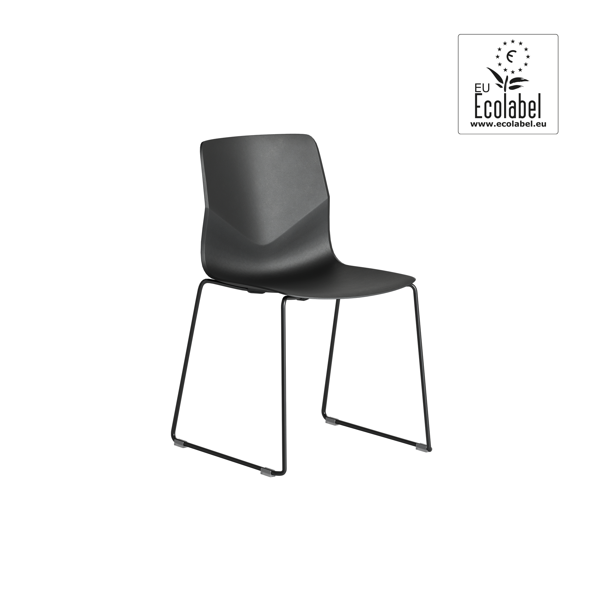 a chair with black seat and two legs