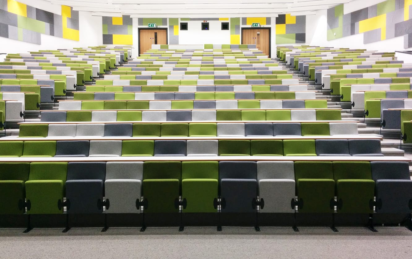 Rows of auditorium seating in an auditorium.