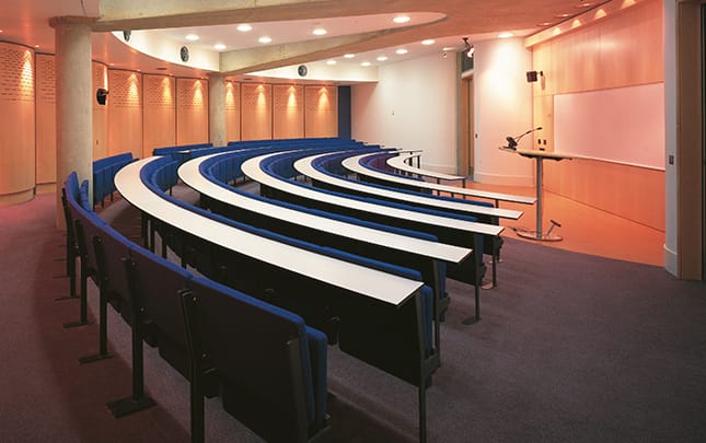 Rows of auditorium seating in an auditorium.