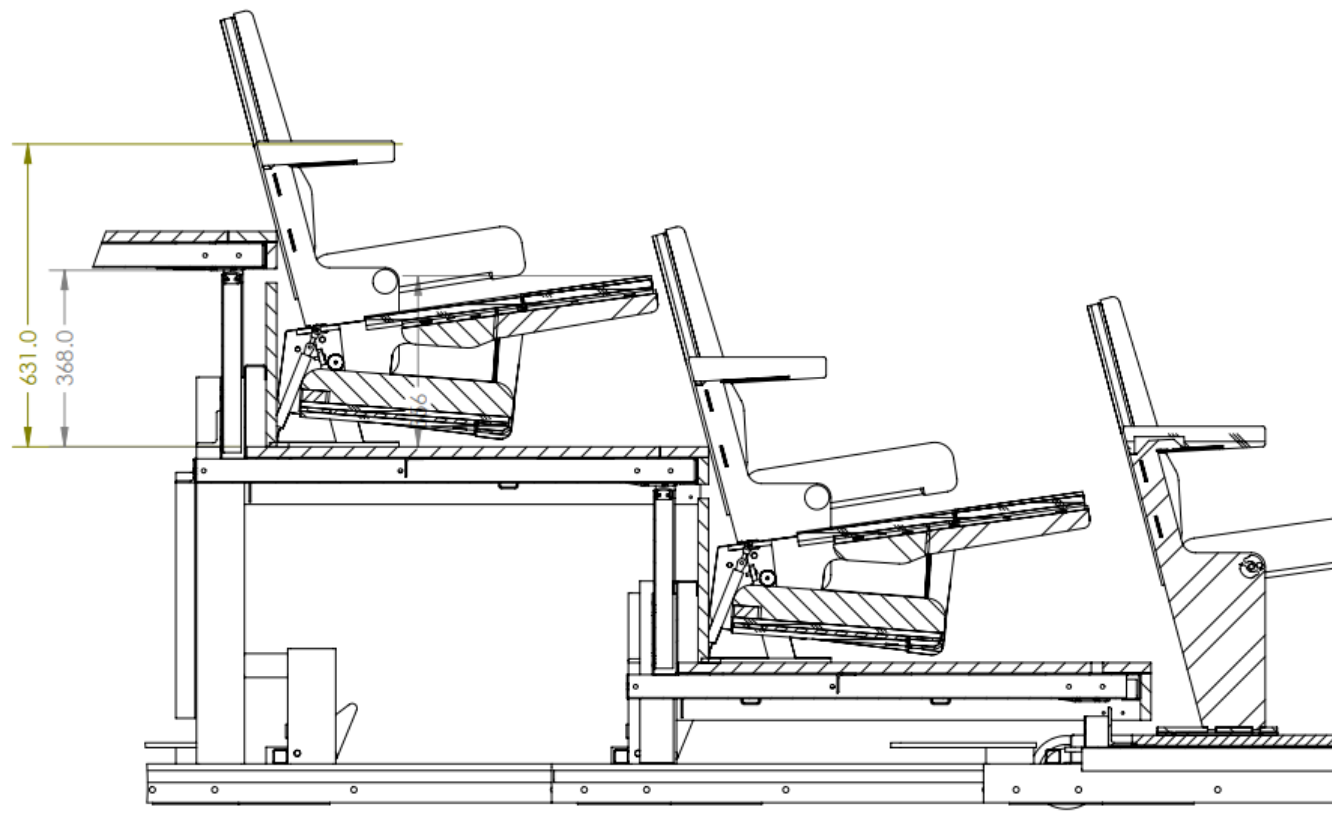 Designers drawings of seats at Royal Opera House Linbury Theatre by Race Furniture