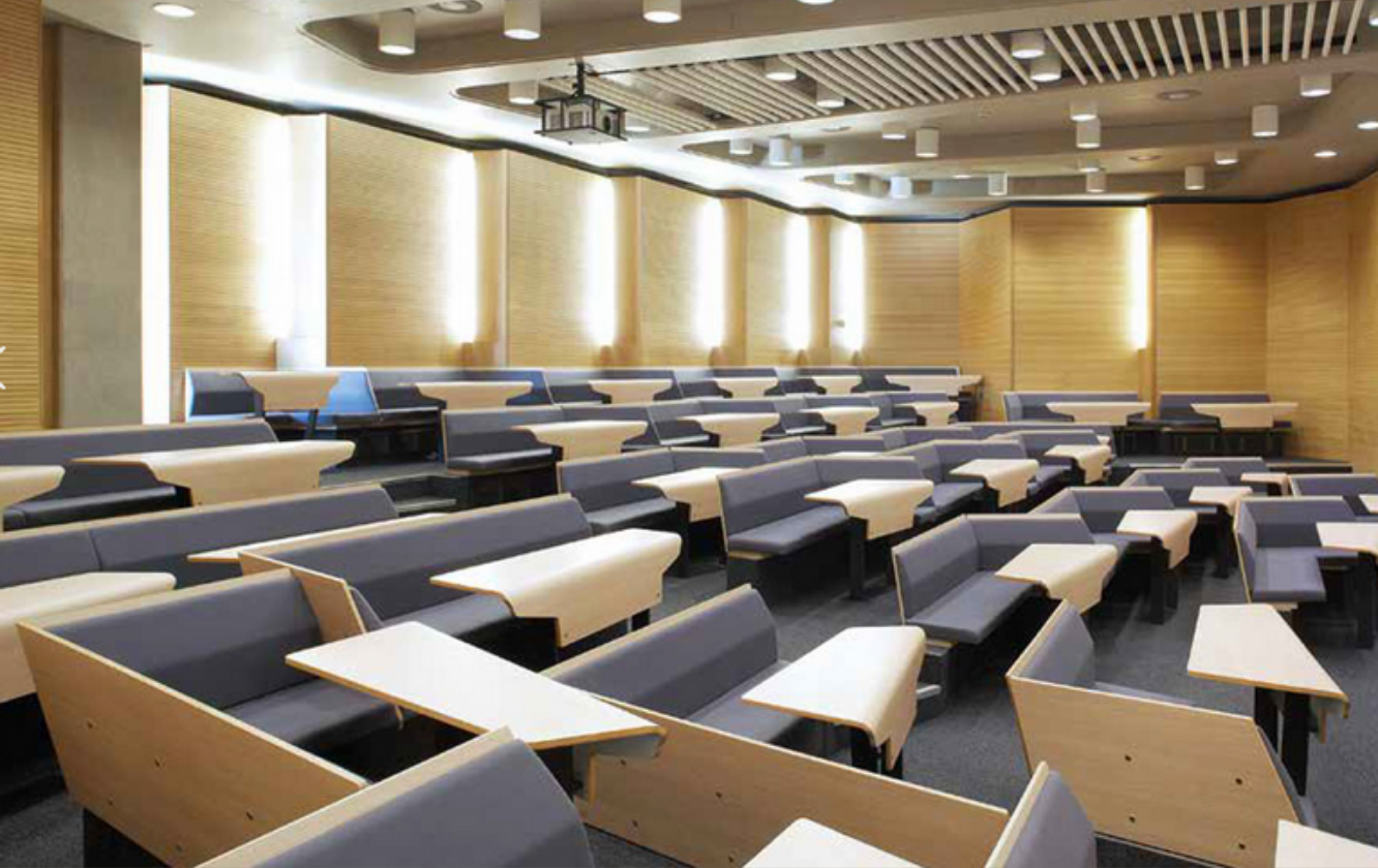 A large lecture hall with lecture hall seating