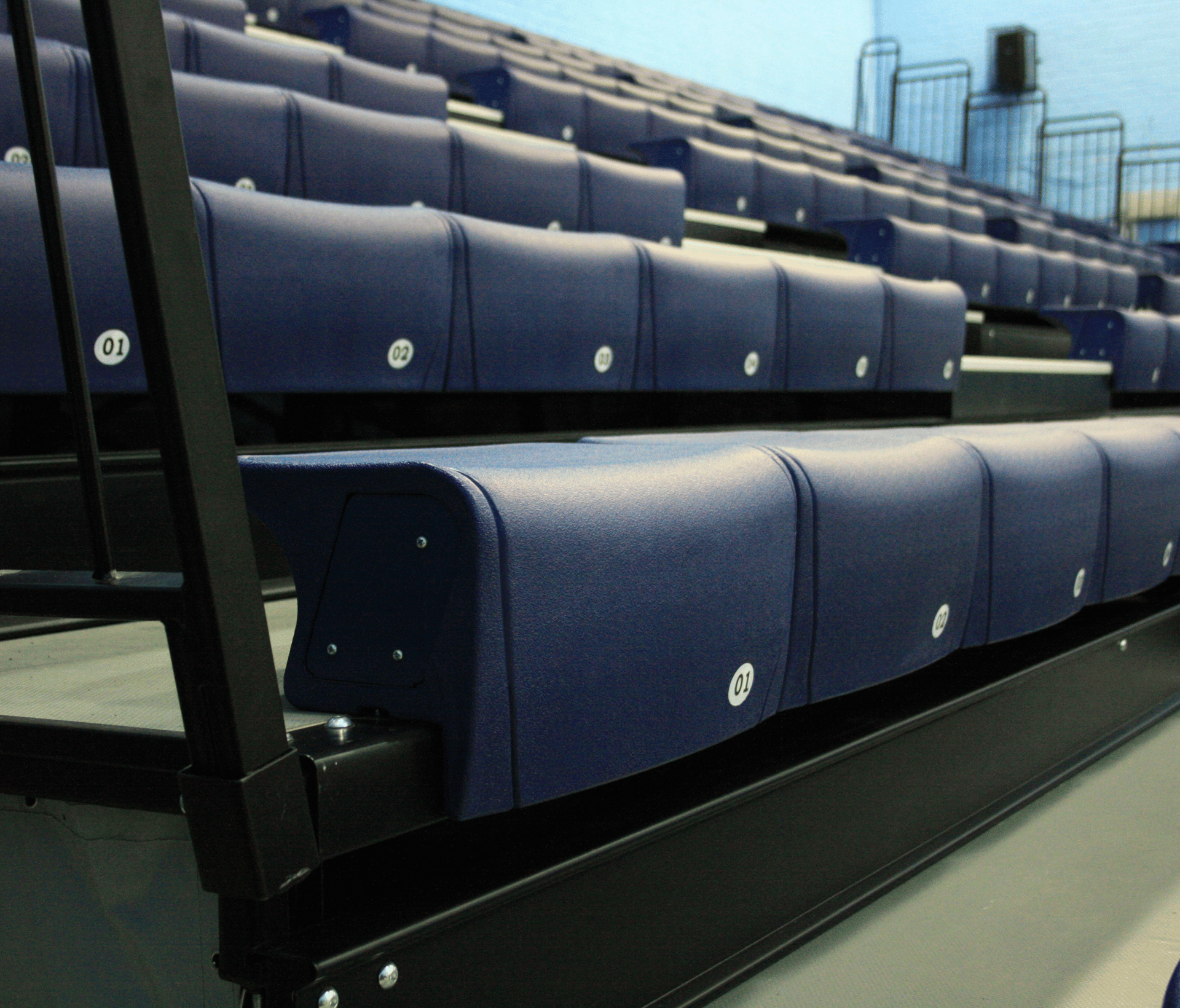 A row of seats in a stadium.