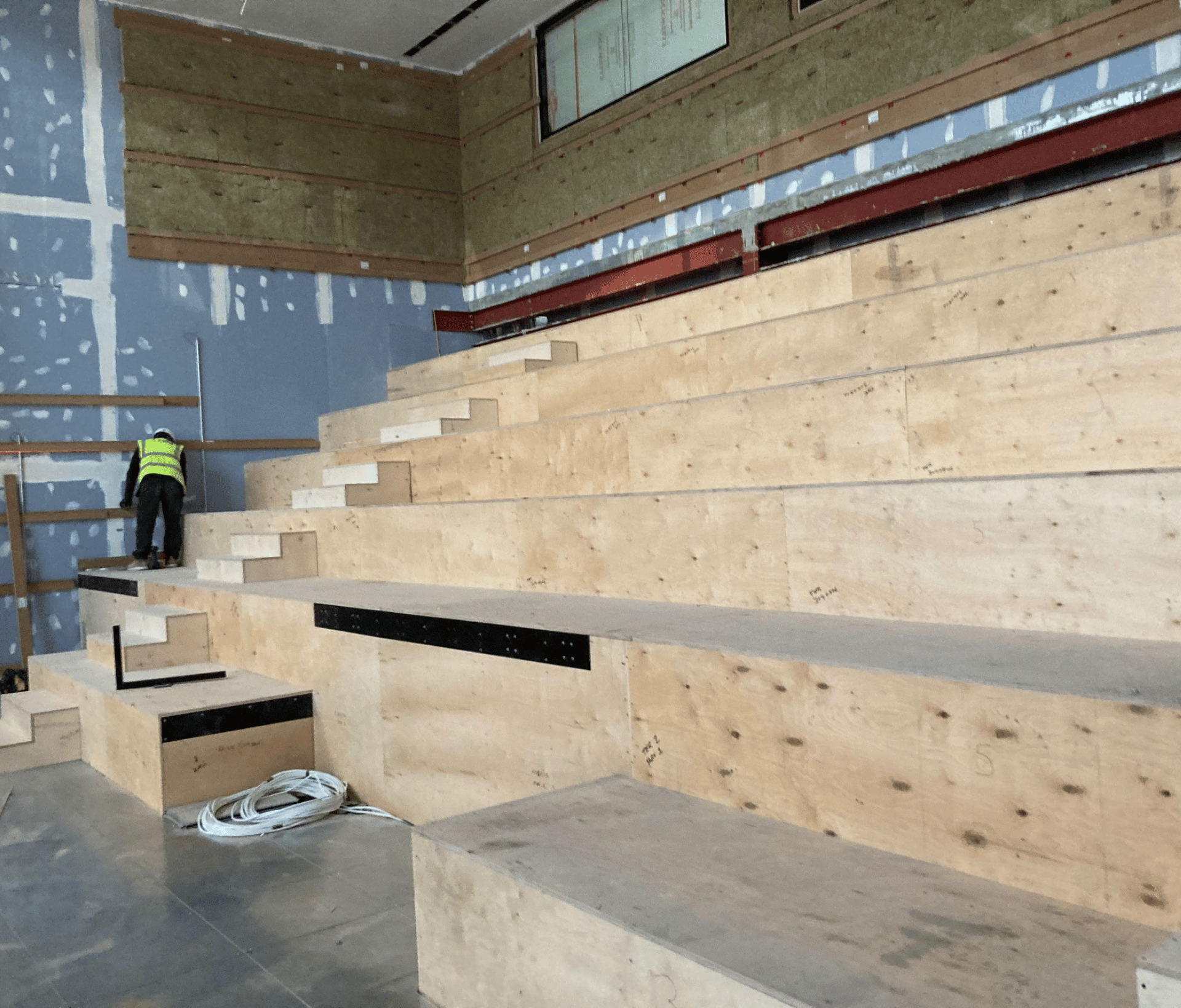 tiered seating under construction