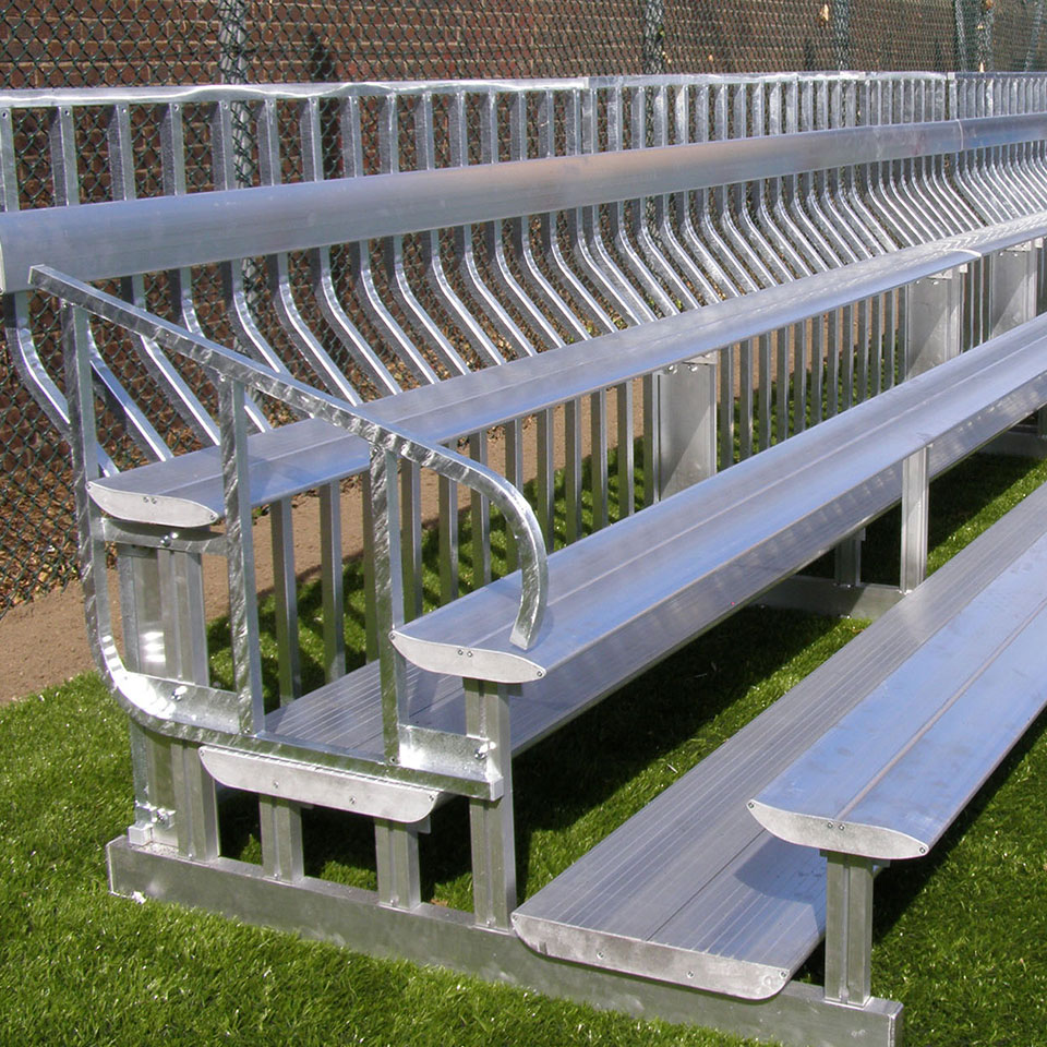 Bleachers are made of metal.